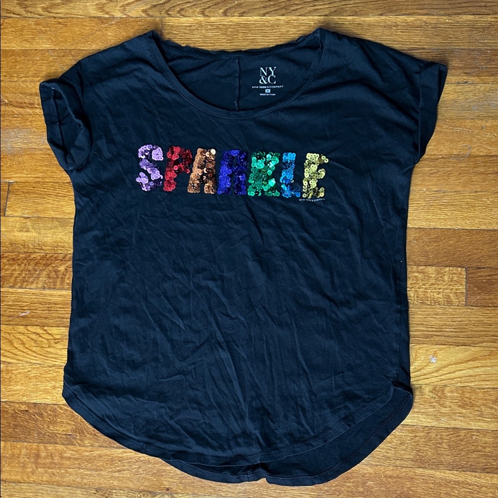 New York & Company Black T-Shirt
